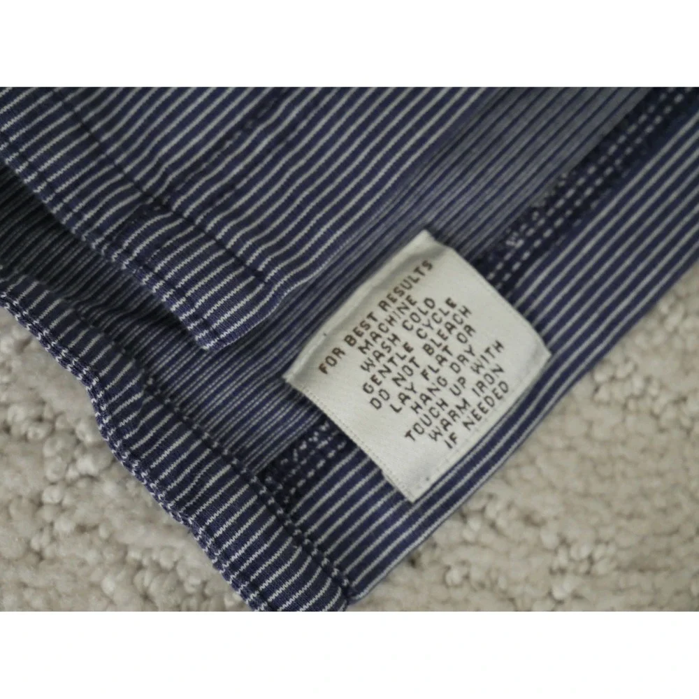 Peter Millar Mens XL Navy Blue White Striped Cotton Polo PCG‎ Crest Golf Shirt